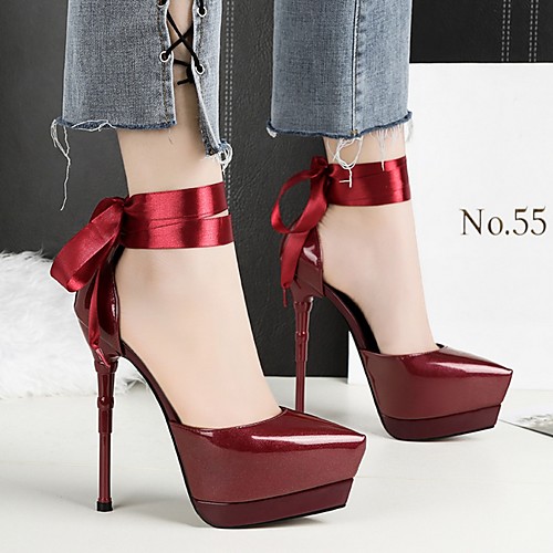 

Women's Heels Summer Stiletto Heel Pointed Toe Daily PU Black / Burgundy / Blue