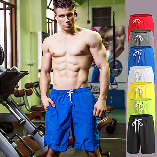 

Men's Running Shorts Athletic Shorts Bottoms Drawstring Fitness Gym Workout Exercise & Fitness Quick Dry Breathable Soft Sport Solid Color White Black Yellow Red Blue Green