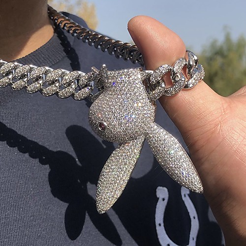 

Red AAA Cubic Zirconia Pendant Necklace Statement Necklace Chains Pave Rabbit Statement European Rock Fashion Zircon Copper Gold Plated Silver 40.64/45.72/50.8 cm Necklace Jewelry 1pc For Wedding