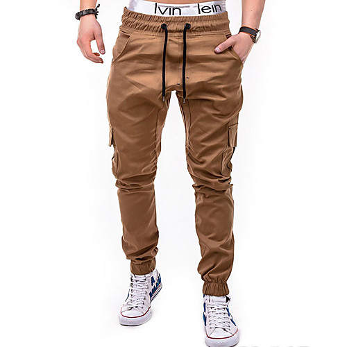 

Men's Sporty Basic Outdoor Jogger Pants Solid Colored Full Length Classic Black Khaki Navy Blue Gray