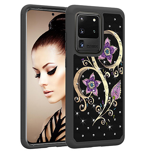 

PC TPU 2in1 Rhinestone Taping Cover Flower Phone Case For Samsung Galaxy S20 S20PLUS S20Ultra S10 S10E S10P S9 S9P S8 S8P