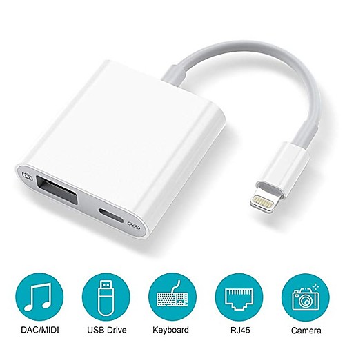 

OTG Adapter for iPhone iPad 11 Pro X 8 USB Camera Adapter with Charging Port OTG Cable for USB Flash Drive Card Reader Keyboad