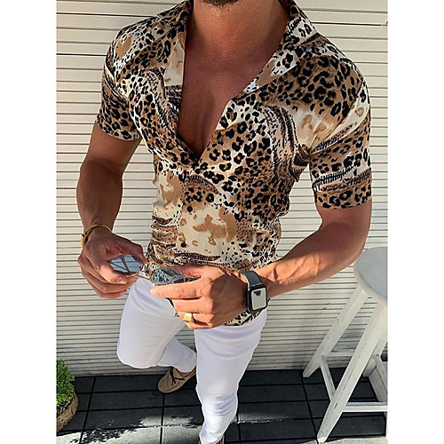 

Men's Leopard Shirt Daily Brown / Short Sleeve