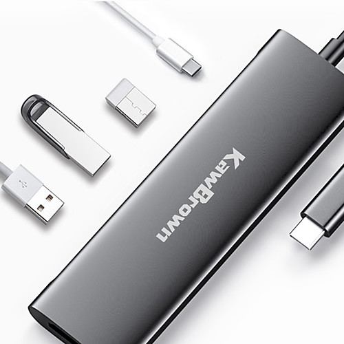 

KawBrown Multi-function 5 in 1 HUB Laptop Docking Stations High Resolution Type-C TO USB-C USB3.0 HDMI Converter Extension Dock