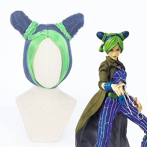 

JoJo's Bizarre Adventure Jolyne Cujoh Cosplay Wigs Women's Bob Braid 14 inch Heat Resistant Fiber Plaited Blue Teen Adults' Anime Wig