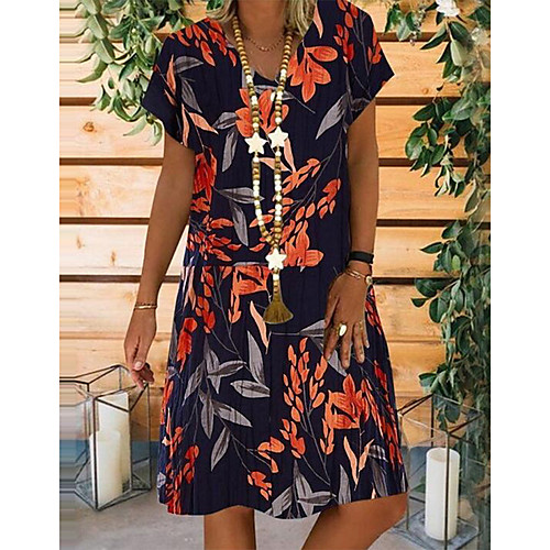 

Women's A-Line Dress Knee Length Dress - Short Sleeves Print Summer Casual Mumu 2020 Black Beige S M L XL XXL XXXL XXXXL XXXXXL