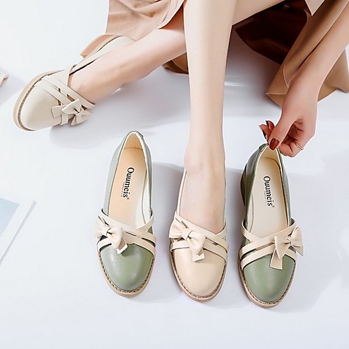 

Women's Loafers & Slip-Ons Summer Cuban Heel Pointed Toe Daily PU Green / Beige