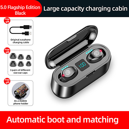 

LITBest F9 TWS True Wireless Earbuds Wireless Bluetooth 5.0 Stereo Dual Drivers with Charging Box IPX5 Mobile Power for Smartphones for Premium Audio