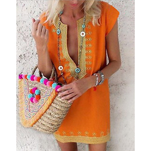 

Women's A-Line Dress Short Mini Dress - Short Sleeves Striped Summer Casual Chinoiserie 2020 Green S M L XL XXL XXXL