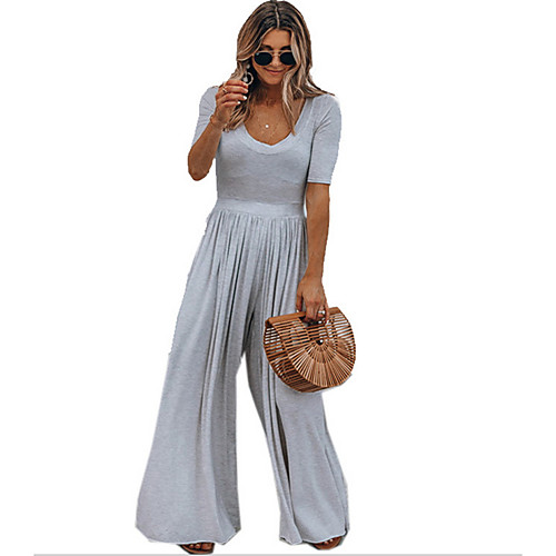 

Women's Wine Black Dusty Blue Jumpsuit Onesie, Solid Colored S M L