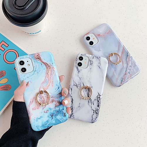 

Case For Apple iPhone 11 / iPhone 11 Pro / iPhone 11 Pro Max Ring Holder / IMD / Pattern Back Cover Marble TPU