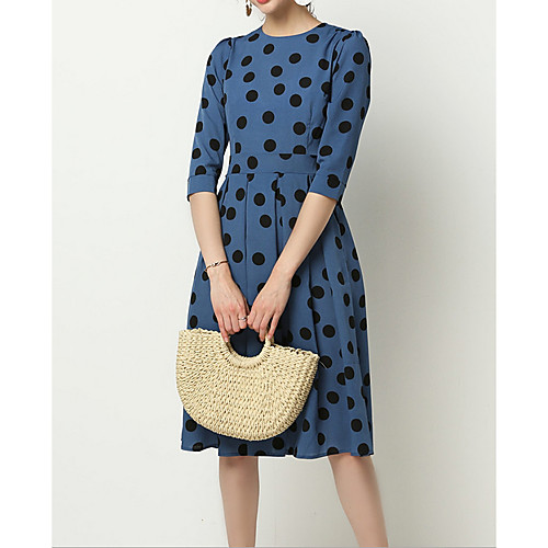 

Women's Chiffon Dress - Half Sleeve Polka Dot Summer Elegant 2020 Black Blue S M L XL XXL