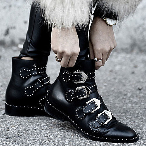 

Women's Boots Winter Chunky Heel Round Toe Daily PU Mid-Calf Boots Black / Gray