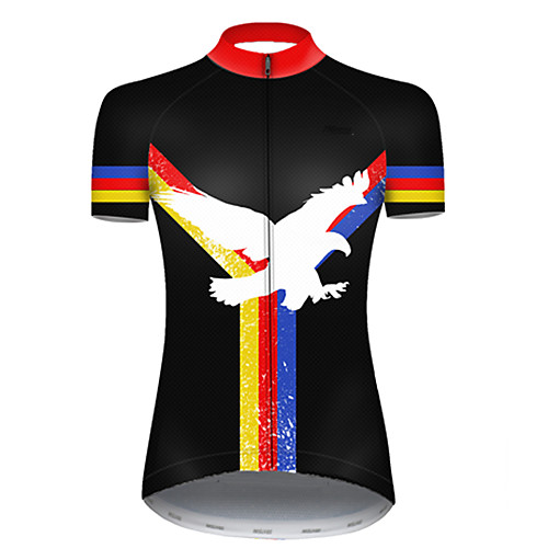 

21Grams Women's Short Sleeve Cycling Jersey Summer Nylon Polyester Black / Red Eagle National Flag Animal Bike Jersey Top Mountain Bike MTB Road Bike Cycling Ultraviolet Resistant Quick Dry Breathable