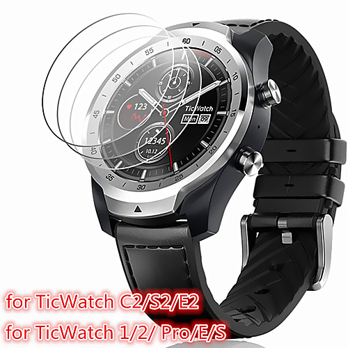 

3 PCS Screen Protector for TicWatch 1/2/ Pro/ C2/S2/E2 /E/S/Tempered Glass Transparent High Definition (HD) Scratch Proof/9H Hardness