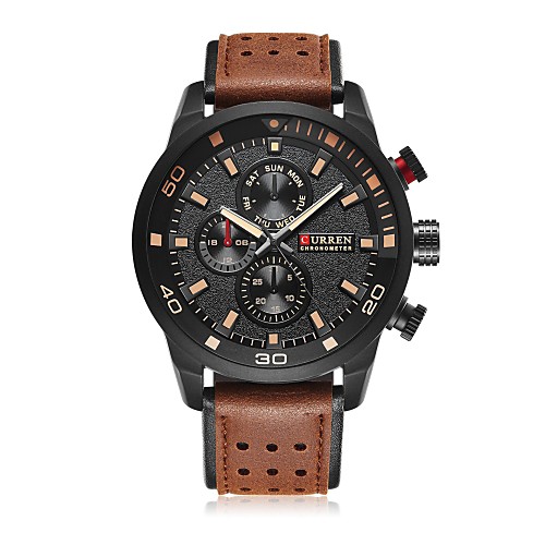 

Men's Dress Watch Quartz Stylish Leather Brown 30 m Casual Watch Analog Casual Fashion - Black Brown Coffee One Year Battery Life