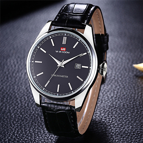 

Men's Dress Watch Quartz Genuine Leather 30 m Water Resistant / Waterproof Calendar / date / day Day Date Analog Fashion Cool - Black Blue Black / Blue One Year Battery Life