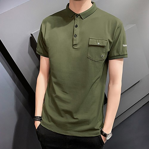 

Men's Solid Colored Polo Business Basic Daily Work Black / Army Green / Gray