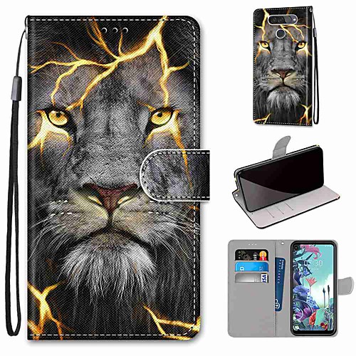 

Case For LG Q70 / LG K50S / LG K40S Wallet / Card Holder / with Stand Full Body Cases Fission Lion PU Leather / TPU for LG K30 2019 / LG K20 2019