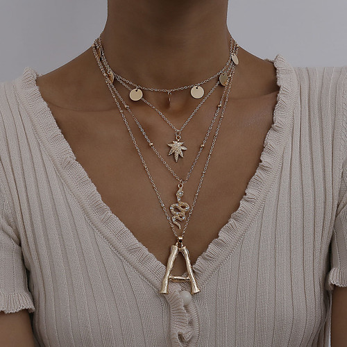 

Women's Statement Necklace Stacking Stackable Snake Alphabet Shape Statement Punk Casual / Sporty Chrome Iron Gold Silver 28 cm Necklace Jewelry 3pcs For Street