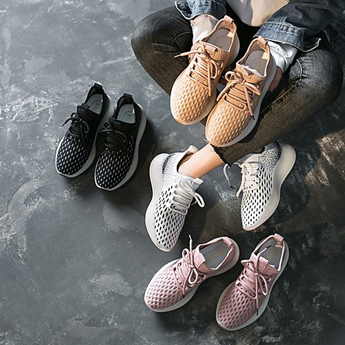 

Women's Trainers / Athletic Shoes Summer Flat Heel Round Toe Daily Mesh White / Black / Pink