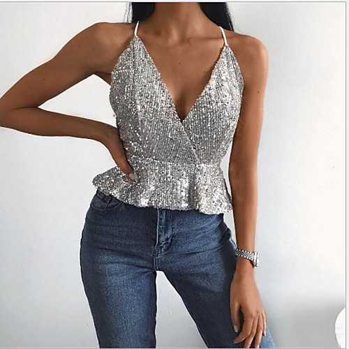 

Women's Solid Colored Slim Tank Top Daily Strap Black / Silver