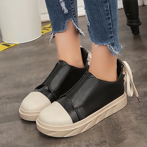 

Women's Sneakers Summer Flat Heel Closed Toe Daily PU Black