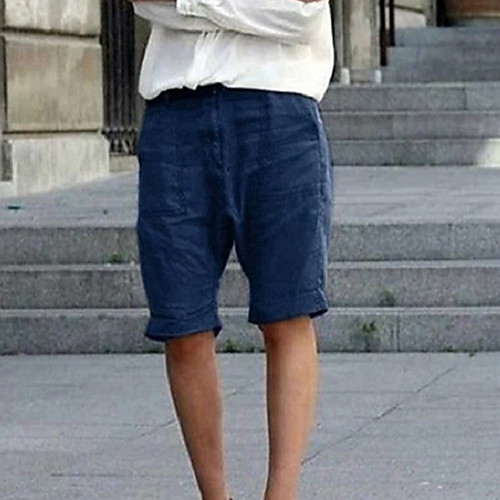 

Women's Basic Loose Shorts Pants - Solid Colored Wine Blue Green S / M / L
