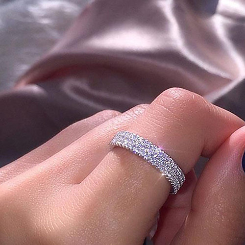 

Women's Ring Belle Ring AAA Cubic Zirconia 1pc White Copper Silver-Plated Irregular Statement Luxury Party Evening Gift Jewelry Geometrical Wearable
