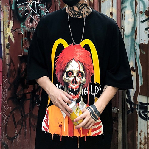 

Men's Skull T-shirt Daily Round Neck Black / Red / Short Sleeve