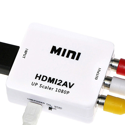 

HDMI TO AV Scaler Adapter HD Video Converter Box HDMI to RCA AV/CVSB L/R Video 1080P HDMI2AV Support NTSC PAL
