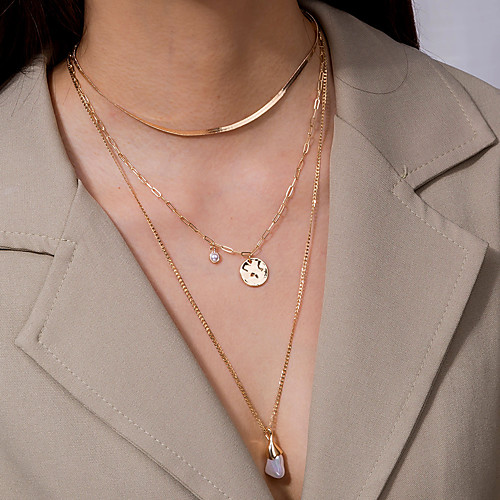 

Women's Pendant Necklace Necklace Layered Necklace Classic Lucky Simple Classic Elegant Trendy Chrome Gold 55 cm Necklace Jewelry 1pc For Party Evening Prom Street Beach Festival