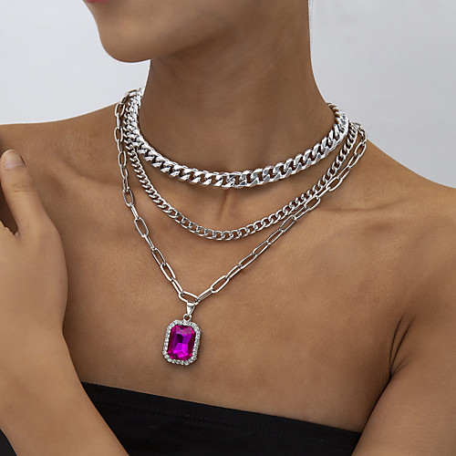 

Women's Silver Layered Necklace Stacking Stackable Fashion Chrome Iron Silver 30 cm Necklace Jewelry 3pcs For Party Evening Street