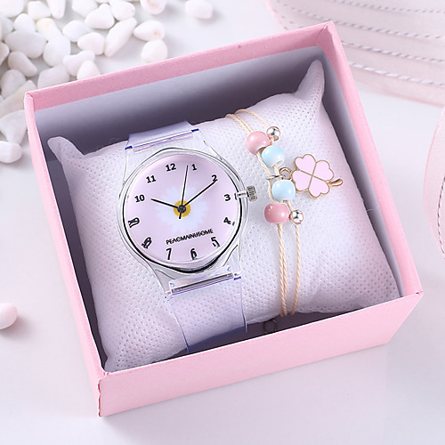 

Women's Quartz Watches Flower New Arrival Grey Rubber Chinese Quartz Black Blue Blushing Pink Chronograph Cute Creative 2 Piece Analog One Year Battery Life