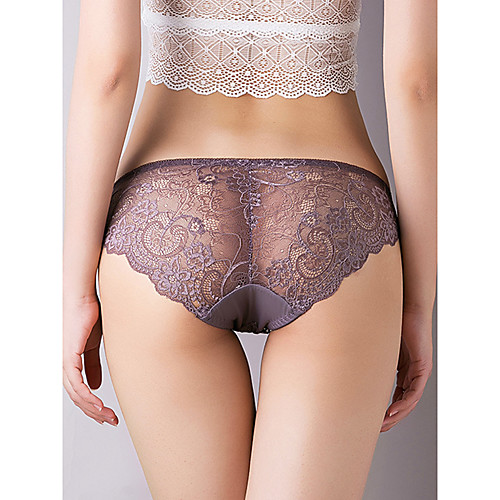 

Women's Lace / Basic Brief - Normal Mid Waist Wine Purple Red One-Size