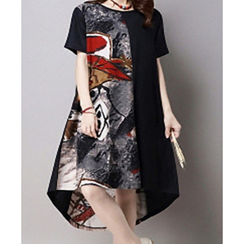 

Women's A Line Dress - Short Sleeves Geometric Summer Street chic 2020 Black S M L XL XXL XXXL XXXXL XXXXXL