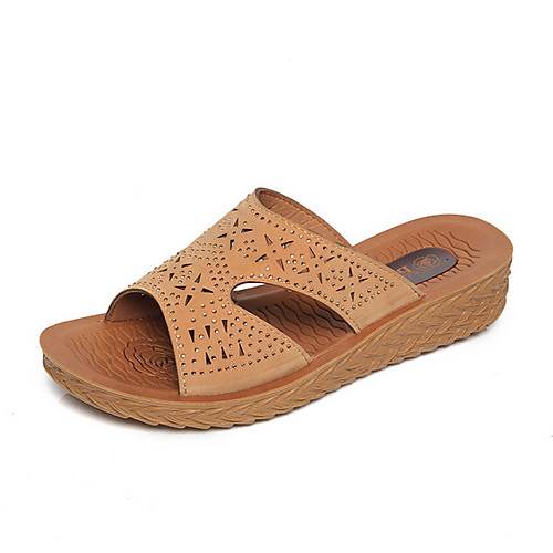 

Women's Sandals Wedge Sandals Summer Wedge Heel Open Toe Daily PU Brown