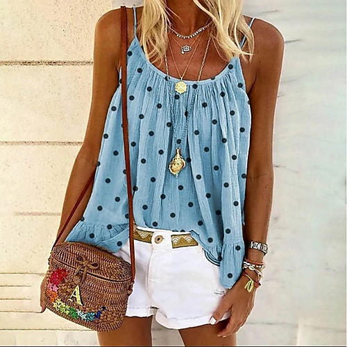 

Women's Polka Dot Tank Top Daily Strap Blue / Red / Yellow / Green