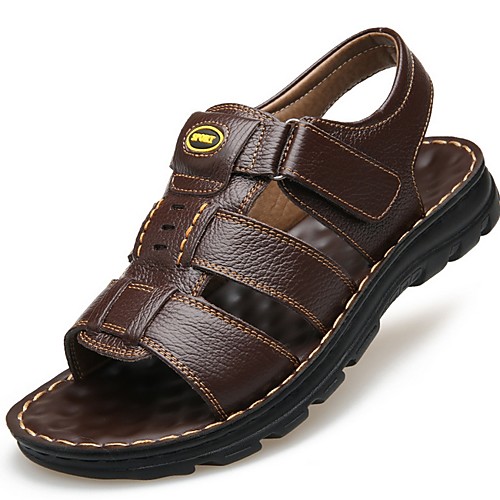 

Men's Summer Outdoor Sandals Cowhide Non-slipping Black / Brown