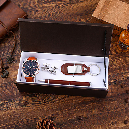 

Men's Sport Watch Quartz PU Leather Brown Chronograph New Design Casual Watch Analog Casual Fashion - Brown