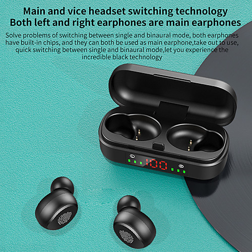 

V8 TWS Sports Wireless Earbuds Bluetooth5.0 With LED Lights for Iphone / Android