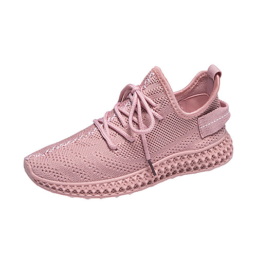 

Women's Trainers / Athletic Shoes 2020 Fall Flat Heel Round Toe Sporty Casual Daily Outdoor Solid Colored Tissage Volant Running Shoes / Walking Shoes White / Black / Pink