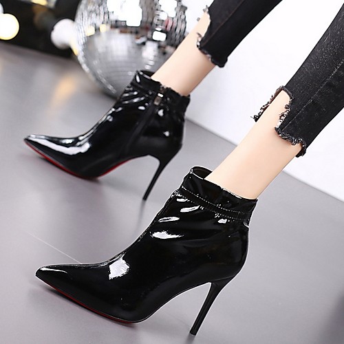 

Women's Boots Spring & Summer Stiletto Heel Pointed Toe Daily Solid Colored PU Black / Beige