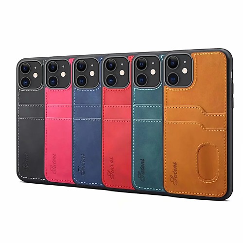 

Case For Apple iPhone 11 / iPhone 11 Pro / iPhone 11 Pro Max Card Holder / Shockproof Back Cover Solid Colored PU Leather / TPU