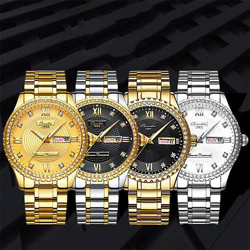 

Men's Mechanical Watch Quartz Stainless Steel 30 m Water Resistant / Waterproof Calendar / date / day Noctilucent Analog Fashion Cool - Black / Silver BlackGloden WhiteSilver One Year Battery Life