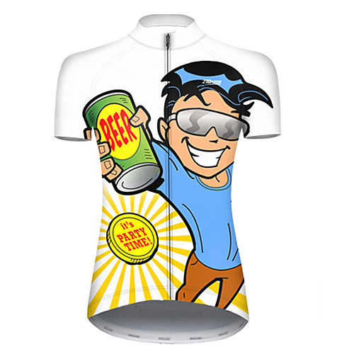 

21Grams Women's Short Sleeve Cycling Jersey Polyester Blue / White Funny Oktoberfest Beer Bike Jersey Top Mountain Bike MTB Road Bike Cycling Breathable Quick Dry Ultraviolet Resistant Sports