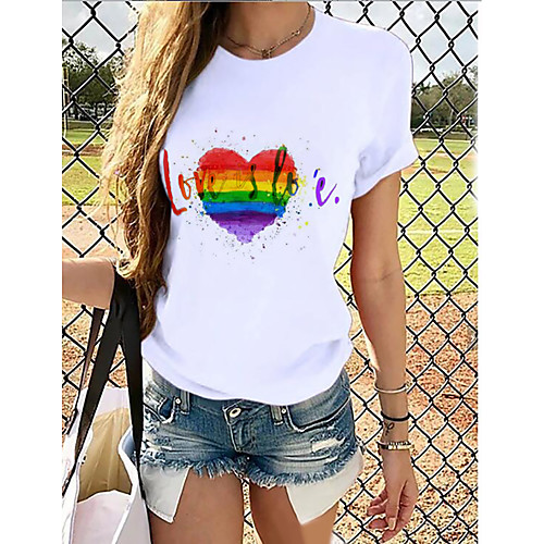 

Women's Rainbow Graphic Pride Day Print T-shirt Basic Casual / Daily White