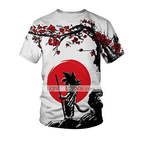 

Men's T shirt Shirt Geometric 3D Short Sleeve Daily Tops Round Neck White