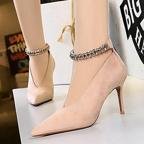 

Women's Heels Spring & Summer / Fall & Winter Stiletto Heel Pointed Toe Daily Solid Colored PU Black / Pink / Khaki