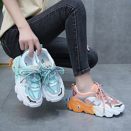 

Women's Trainers / Athletic Shoes Summer Flat Heel Round Toe Daily PU Orange / Light Blue